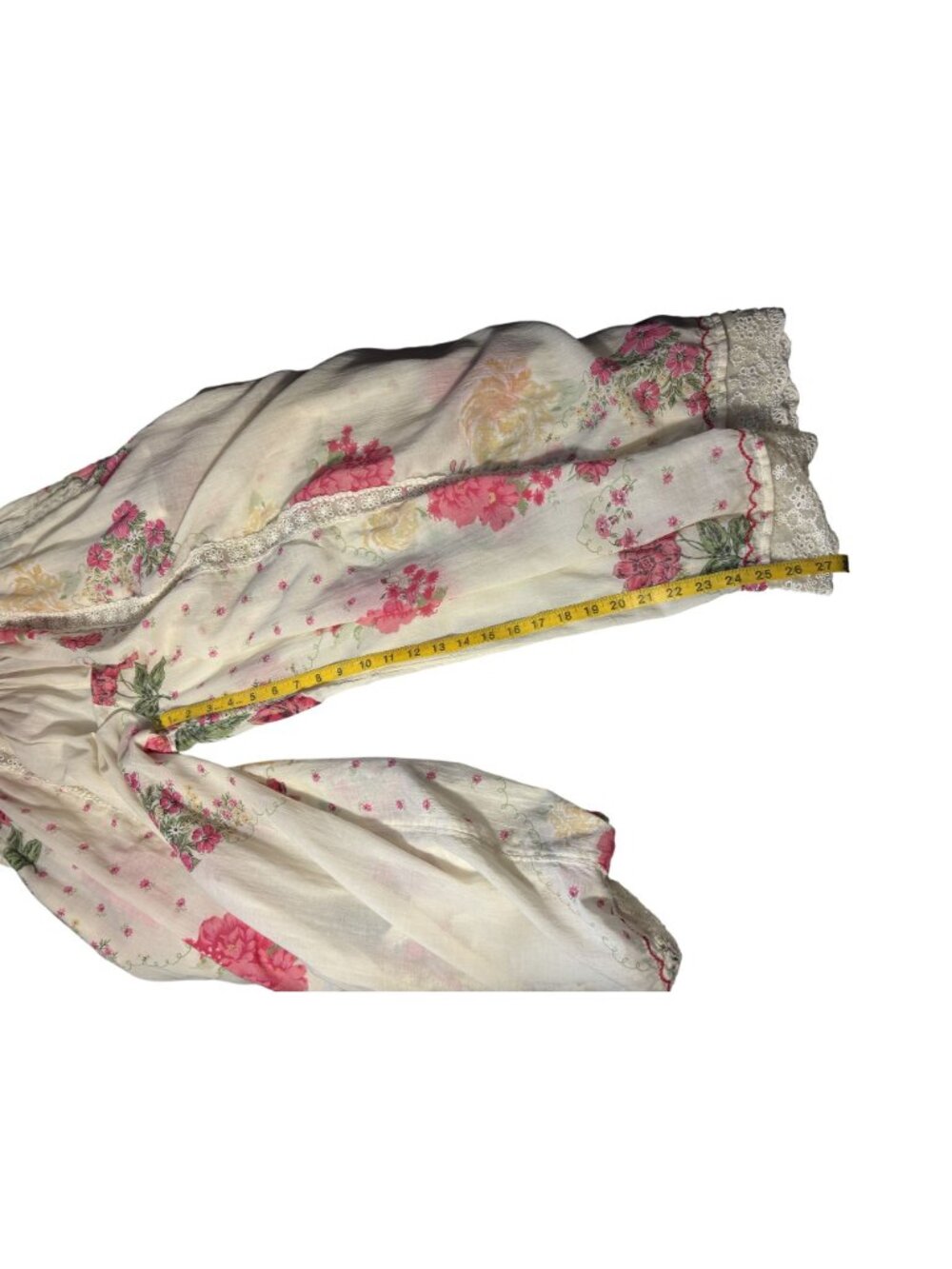 Intimately Free People Vintage Floral Lounge Pants With Lace Hem Elastic Waist - Picture 9 of 16